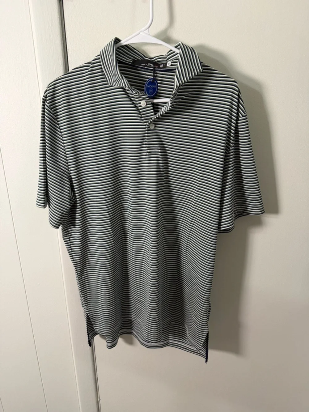 RLX by Ralph Lauren Men’s Black & White Striped Polo Shirt NWT Size M